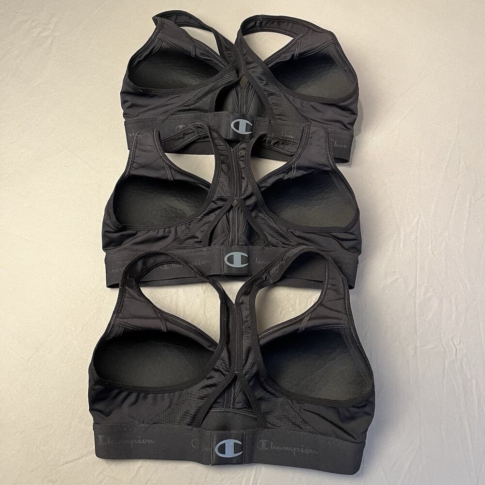 Lot of 3 Champion Black XS Curvy racerback Sports Bra Wireless Workout Gym - Picture 5 of 6